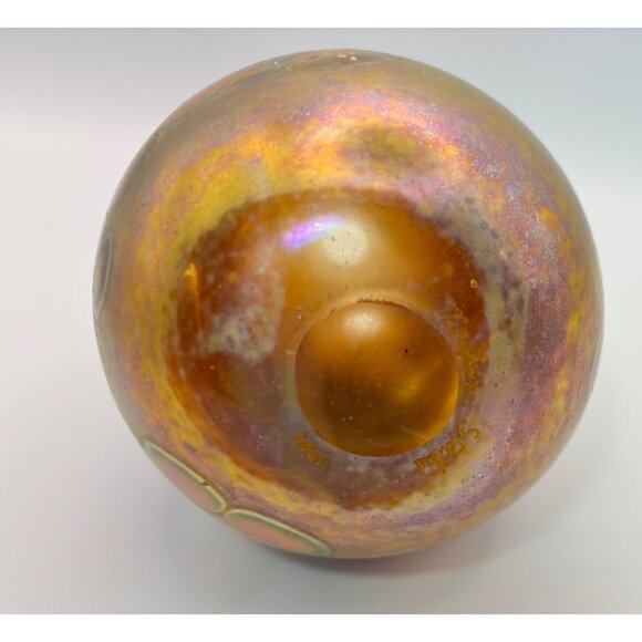 Vintage Maytum Studio Art Glass Hand Blown Pear Oil Lamp Iridescent 1984 - Picture 4 of 5